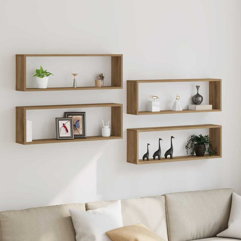 Wandregal 4 pcs Artisan-Eiche 80 x 15 x 26 cm Holzwerkstoff