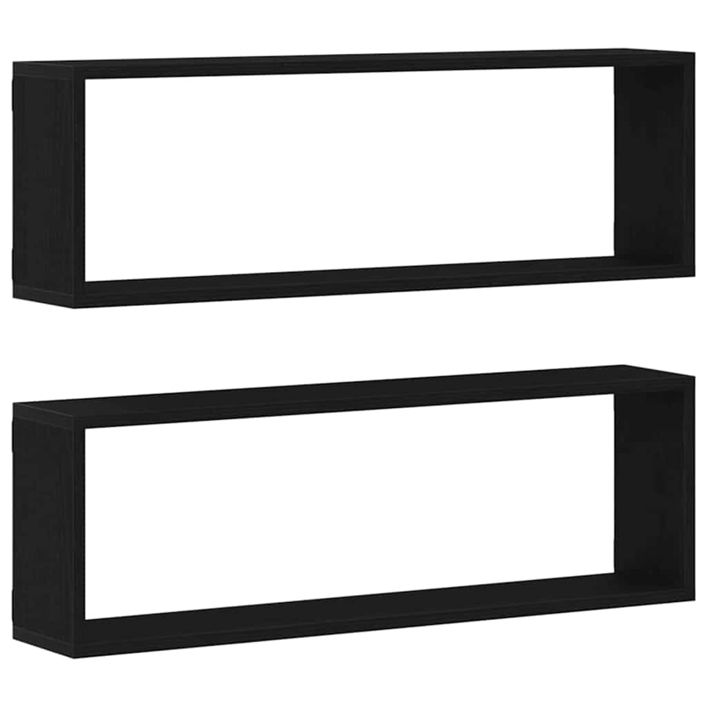 Wandregal mit Regal 2 pcs Schwarz Eichen-Optik 80 x 15 x 26 cm