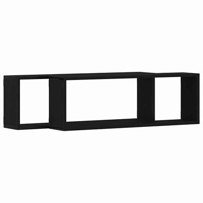 Wandregal mit Regal 2 pcs Schwarz Eichen-Optik 80 x 15 x 26 cm