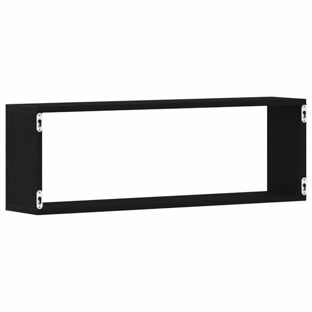 Wandregal mit Regal 2 pcs Schwarz Eichen-Optik 80 x 15 x 26 cm