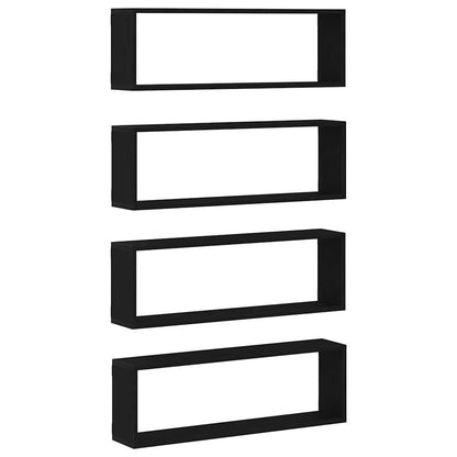 Wandregal mit Regal 4 pcs Schwarz Eichen-Optik 80 x 15 x 26 cm