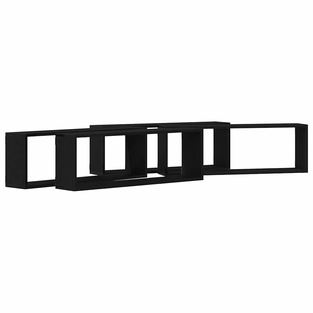 Wandregal mit Regal 4 pcs Schwarz Eichen-Optik 80 x 15 x 26 cm