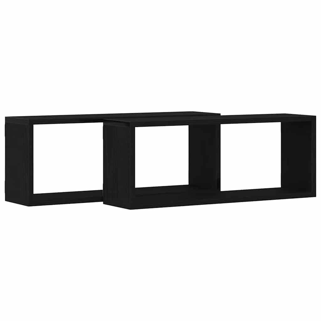 Wandregale mit Regal 2 pcs Schwarz Eichen-Optik 60 x 15 x 23 cm