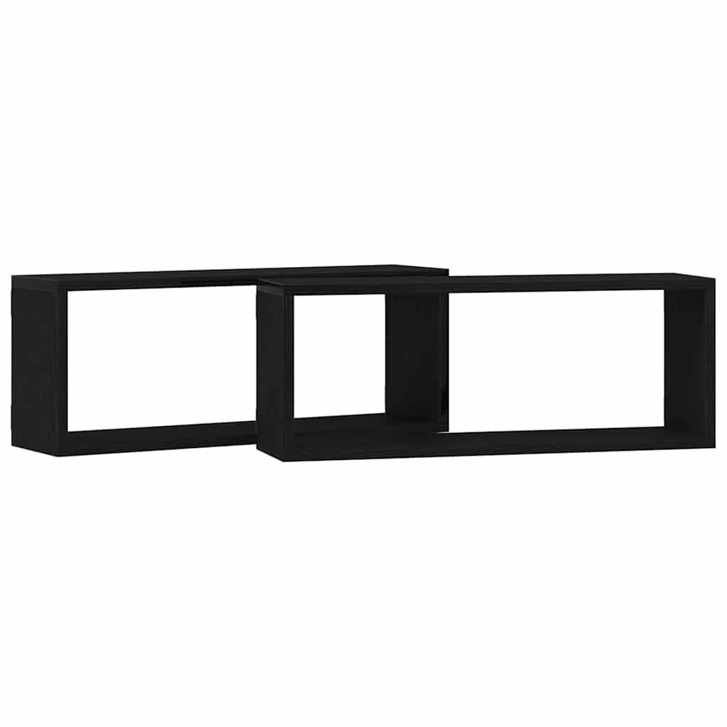 Wandregale mit Regal 2 pcs Schwarz Eichen-Optik 60 x 15 x 23 cm