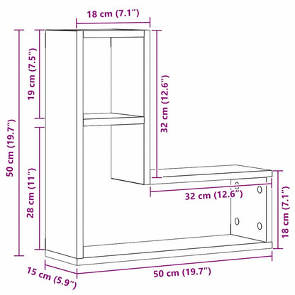 Wandregale mit Regal 2 pcs Schwarz Eichen-Optik 50 x 15 x 85 cm