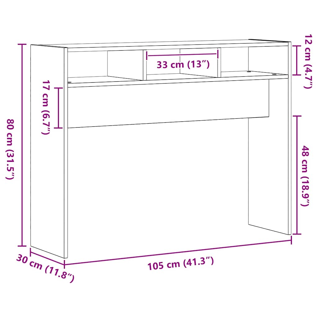 Konsolentisch Schwarz Eichen-Optik 105 x 30 x 80 cm