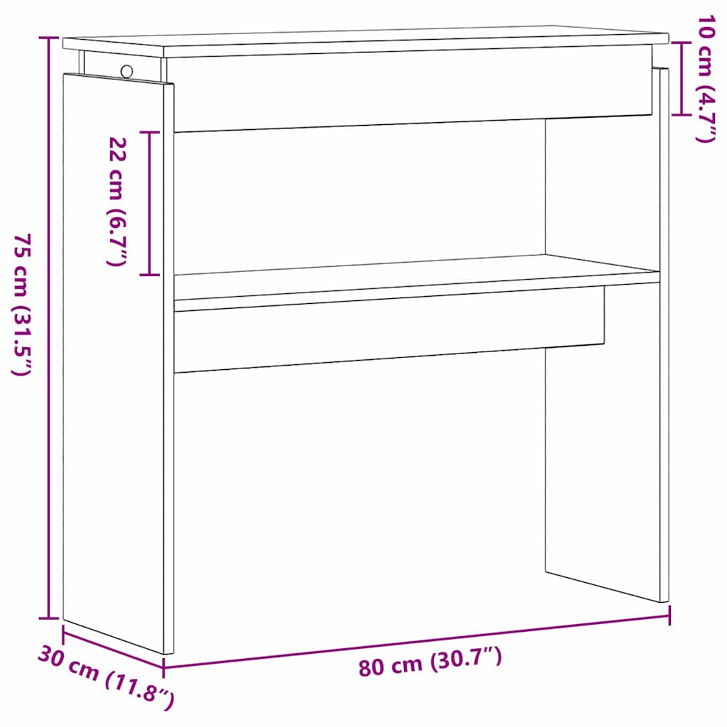 Konsolentisch Schwarz Eichen-Optik 80 x 30 x 80 cm