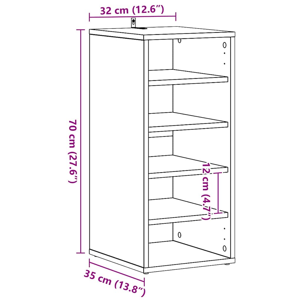 Schuhschrank Schwarze Eiche 32 x 35 x 70 cm Holzwerkstoff