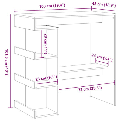 Bartisch Schwarz Eichen-Optik 100 x 48 x 101,5 cm Holzwerkstoff