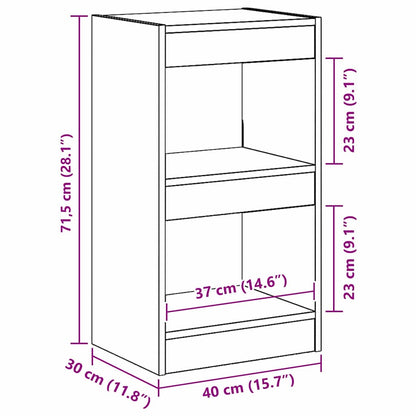 Bücherregal Schwarz Eichen-Optik 40 x 30 x 71,5 cm