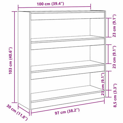 Bücherregal Eiche handwerklich 100 x 30 x 103 cm Holzwerkstoff