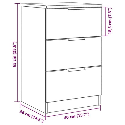 Nachttisch Schwarz Eichen-Optik 40 x 65 x 65 cm Holzwerkstoff