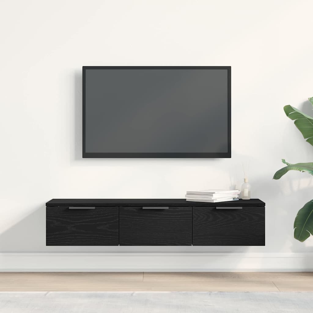 Wandschrank Schwarz Eichen-Optik 102 x 30 x 20 cm Holzwerkstoff