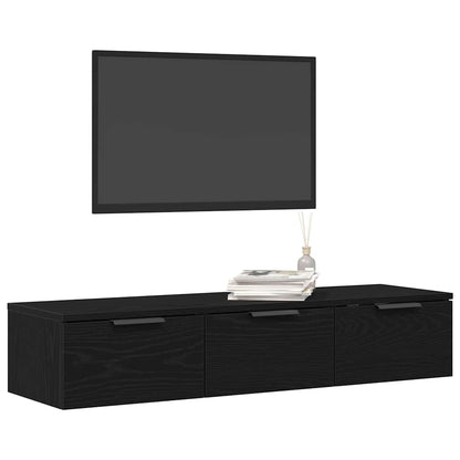 Wandschrank Schwarz Eichen-Optik 102 x 30 x 20 cm Holzwerkstoff