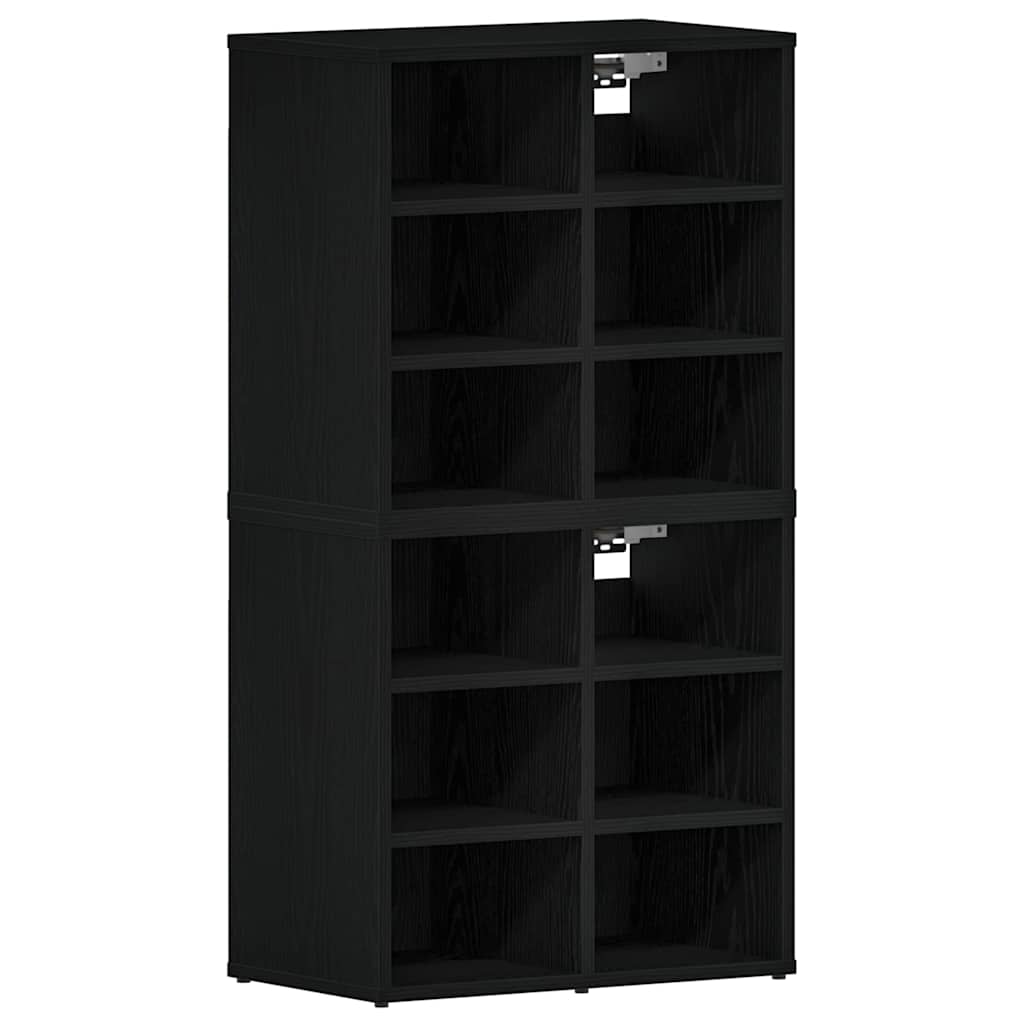 Schuhschrank mit Regal 2 pcs Schwarze Eiche 52 x 30 x 50.5 cm