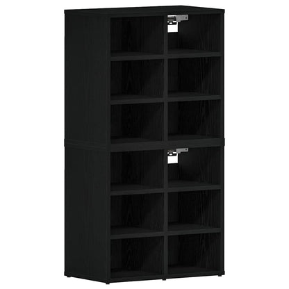 Schuhschrank mit Regal 2 pcs Schwarze Eiche 52 x 30 x 50.5 cm