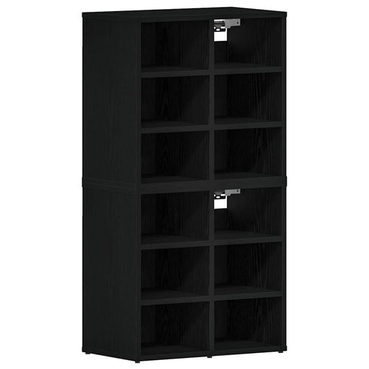 Schuhschrank mit Regal 2 pcs Schwarze Eiche 52 x 30 x 50.5 cm