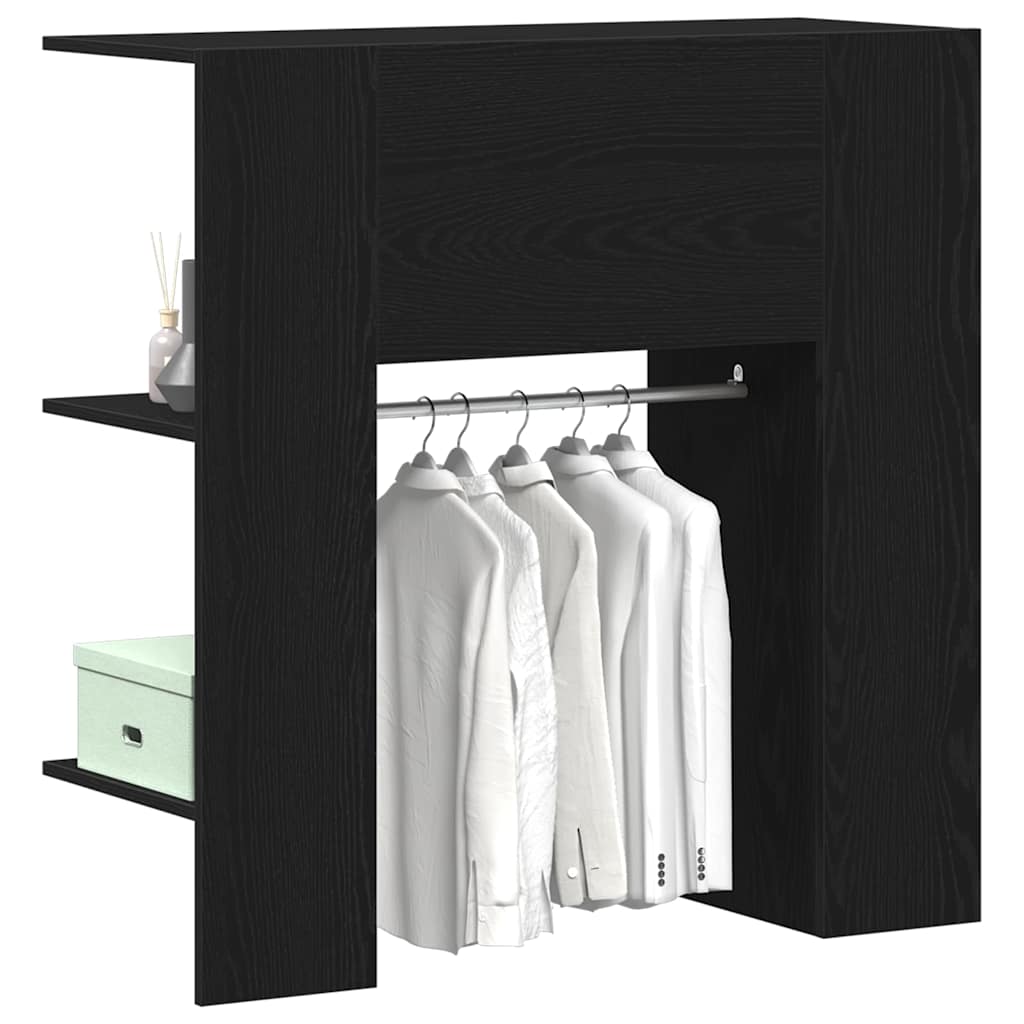 Flurschrank mit Regal Schwarz Eichen-Optik 97,5 x 37 x 99 cm
