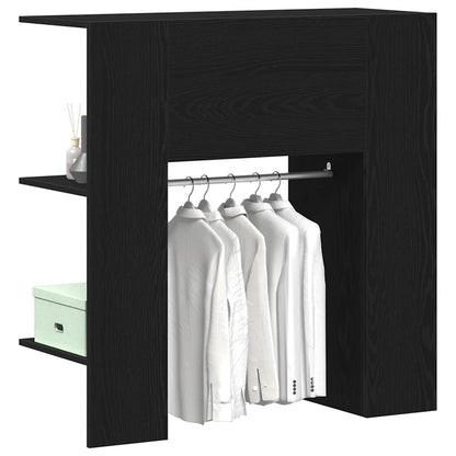 Flurschrank mit Regal Schwarz Eichen-Optik 97,5 x 37 x 99 cm