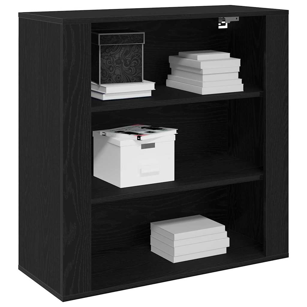 Wandschrank Schwarz Eichen-Optik 80 x 33 x 80 cm Holzwerkstoff