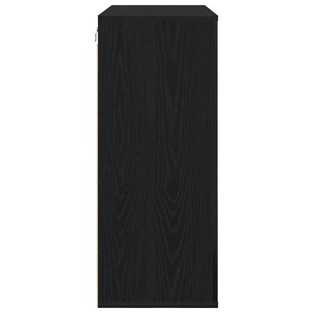 Wandschrank Schwarz Eichen-Optik 80 x 33 x 80 cm Holzwerkstoff