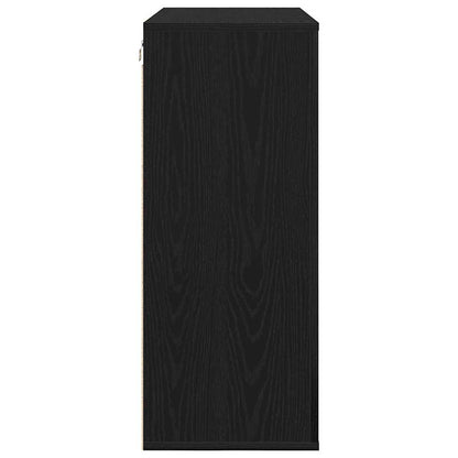 Wandschrank Schwarz Eichen-Optik 80 x 33 x 80 cm Holzwerkstoff