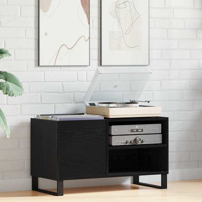 Schallplattenschrank Schwarz Eichen-Optik 85 x 38 x 48 cm