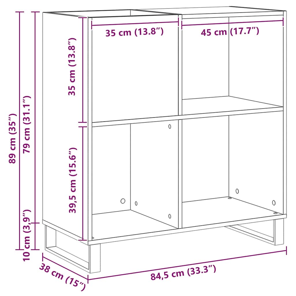 Schallplattenschrank Altholz 85 x 38 x 89 cm Holzwerkstoff