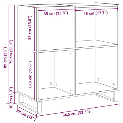 Schallplattenschrank Schwarz Eichen-Optik 85 x 38 x 89 cm