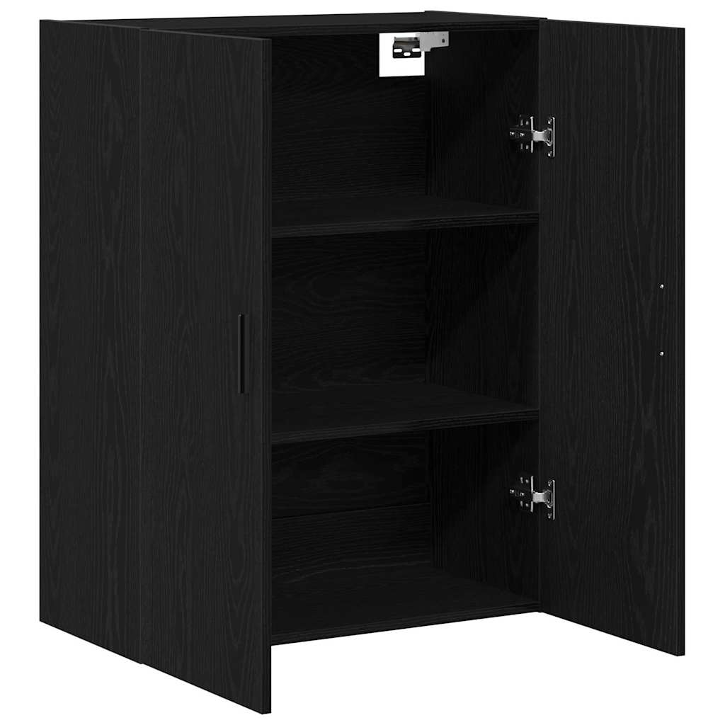 Wandmontierter Schrank Schwarz Eichen-Optik 69,5 x 34 x 90 cm
