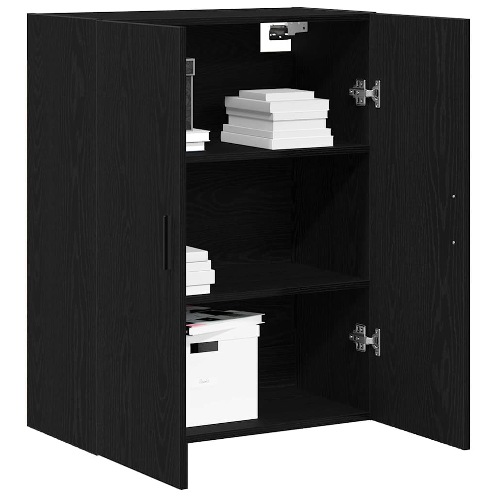 Wandmontierter Schrank Schwarz Eichen-Optik 69,5 x 34 x 90 cm