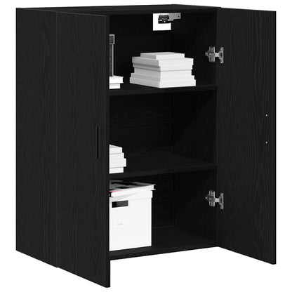 Wandmontierter Schrank Schwarz Eichen-Optik 69,5 x 34 x 90 cm
