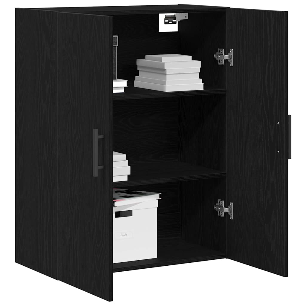 Wandmontierter Schrank Schwarz Eichen-Optik 69,5 x 34 x 90 cm