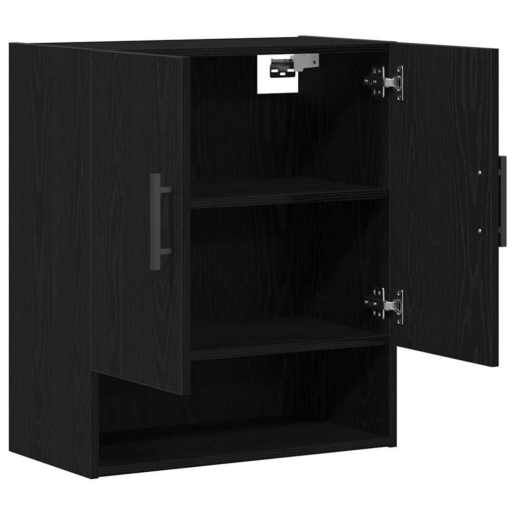 Wandmontierter Schrank Schwarz Eichen-Optik 60 x 31 x 70 cm