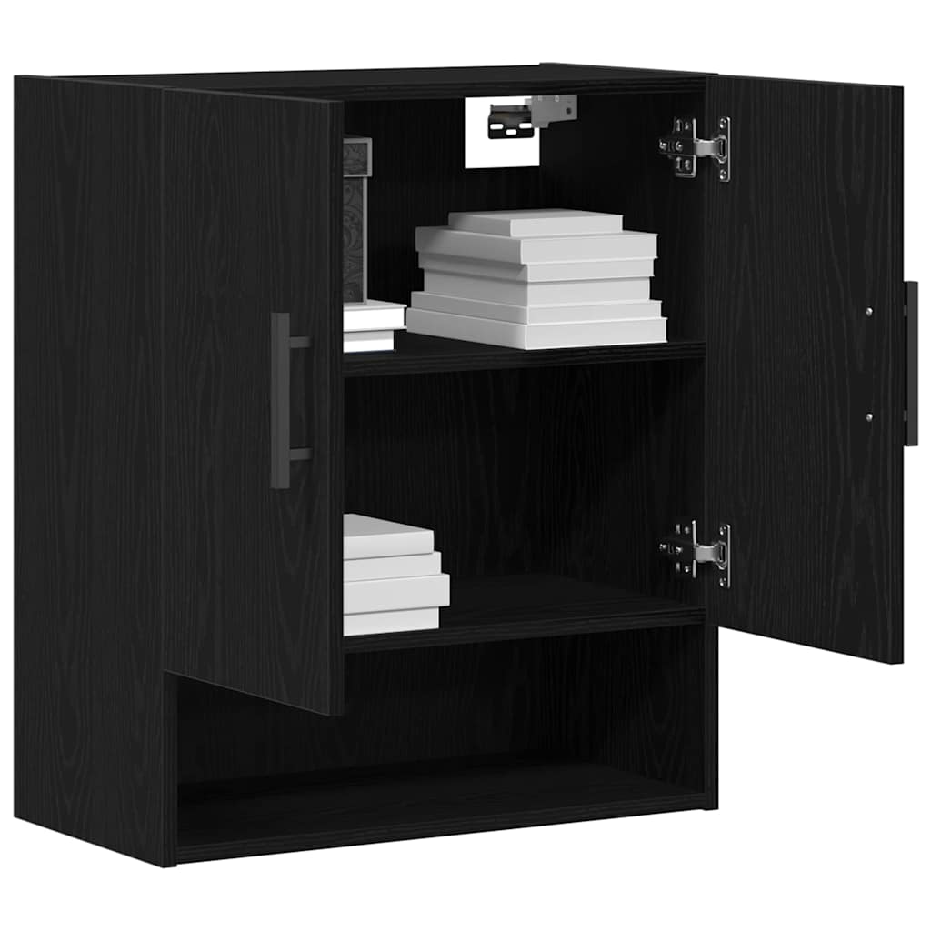 Wandmontierter Schrank Schwarz Eichen-Optik 60 x 31 x 70 cm