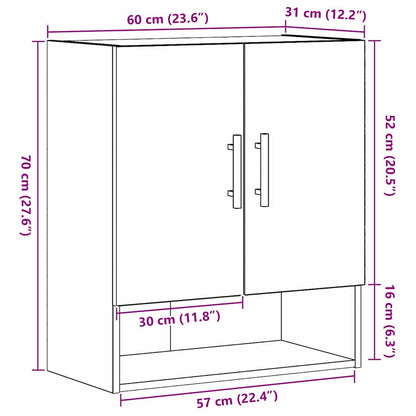 Wandmontierter Schrank Schwarz Eichen-Optik 60 x 31 x 70 cm