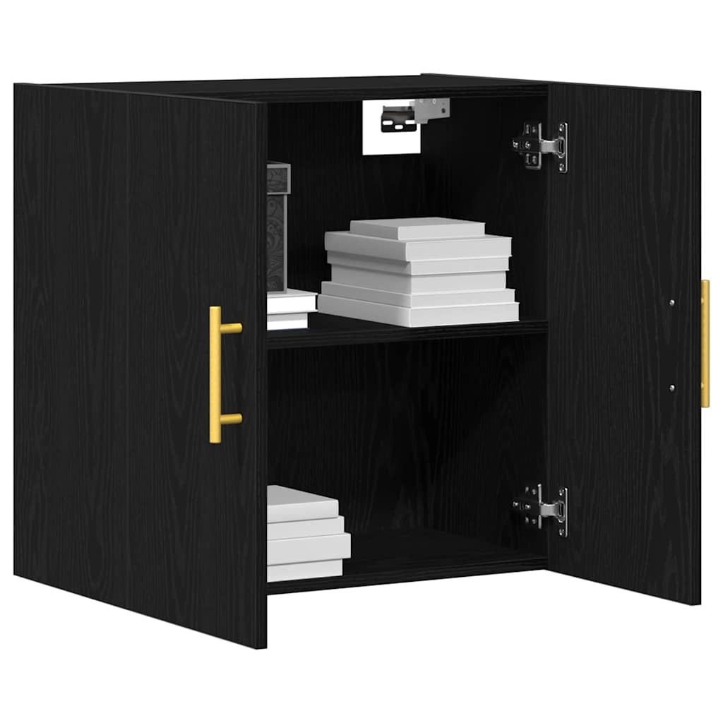 Wandmontierter Schrank Schwarz Eichen-Optik 60 x 31 x 70 cm