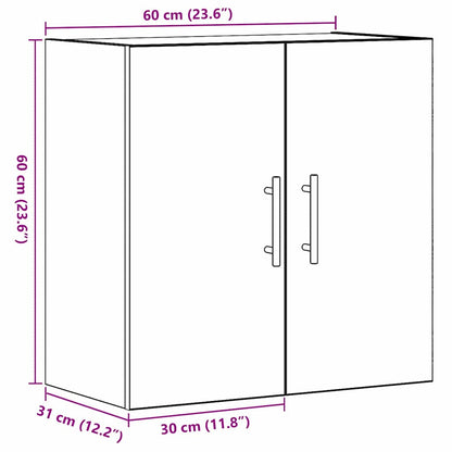 Wandmontierter Schrank Schwarz Eichen-Optik 60 x 31 x 70 cm
