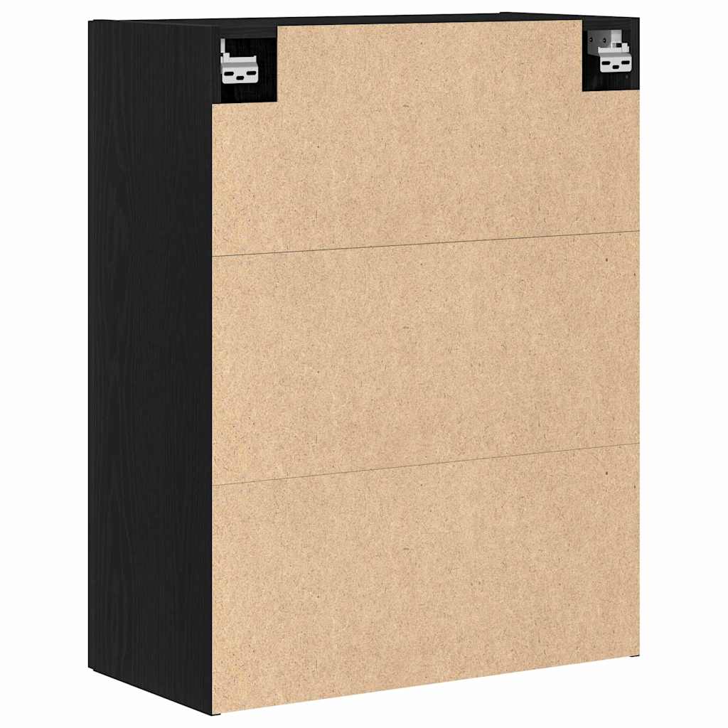 Wandmontierter Schrank Schwarz Eichen-Optik 69,5 x 34 x 180 cm