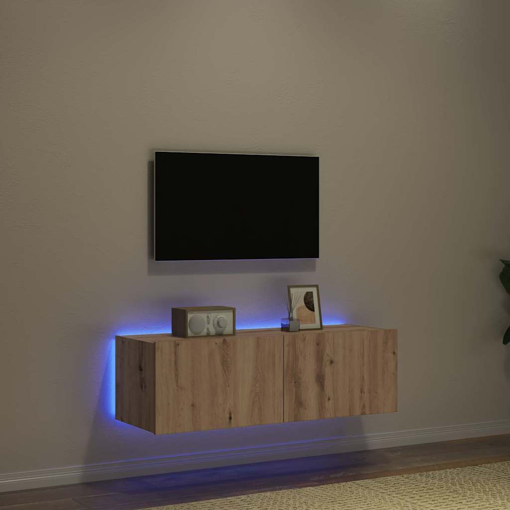 TV-Wandregal Eiche handwerklich 100 x 35 x 31 cm Holzwerkstoff