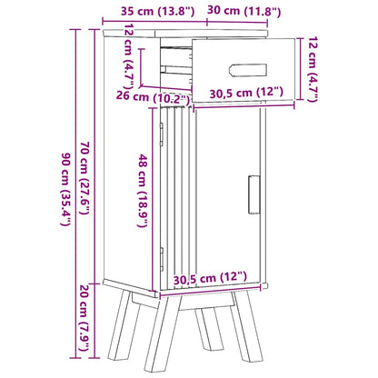 Badezimmer Schrank mit Regal Olden Braun 35 x 30 x 90 cm