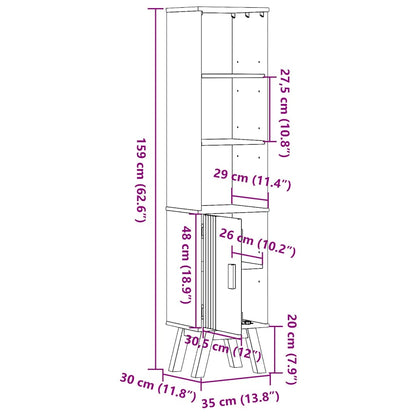 Badezimmer Schrank mit Regal Olden Braun 35 x 30 x 159 cm