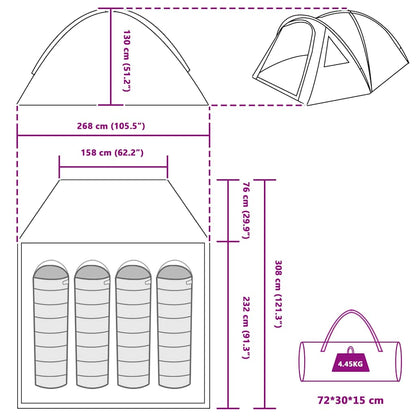 Campingzelt mit Dach Grün 308 x 268 x 130 cm Polyester