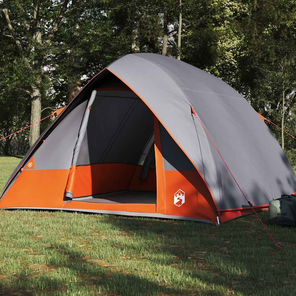 Campingzelt Grau und Orange 320 x 275 x 190 cm Polyester