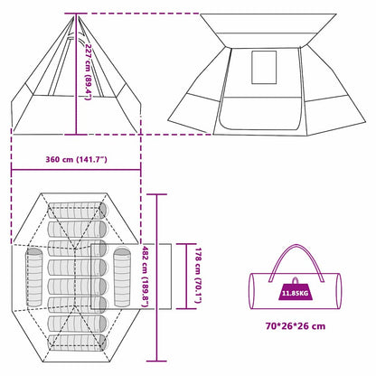 Campingzelt Grau und Orange 482 x 360 x 227 cm Polyester