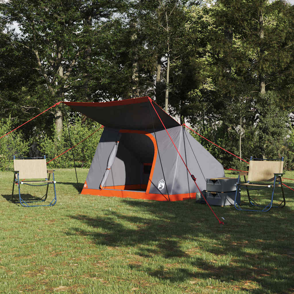 Campingzelt Grau und Orange 223 x 163 x 130 cm Polyester