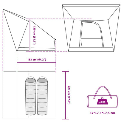 Campingzelt Grau und Orange 223 x 163 x 130 cm Polyester