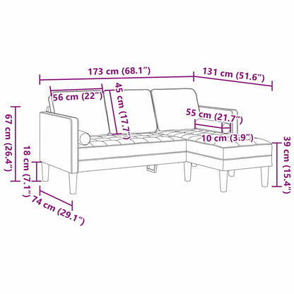 Sofa Set Weinrot 173 x 131 x 67 cm Stoff