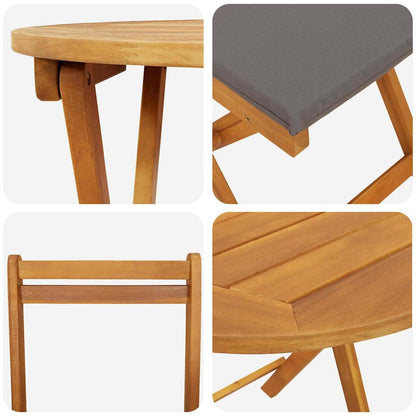 Garten Essgruppe mit Kissen 3 pcs Öl-Natur Massivholz Akazie