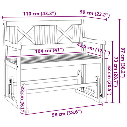 Garten Schaukeltbank Braun 110 x 59 x 97cm Massivholz Akazie
